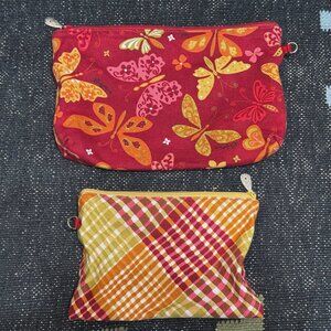 Brighton Set of 2 Zippered Pouch Case, Butterfly Plaid Red Multi